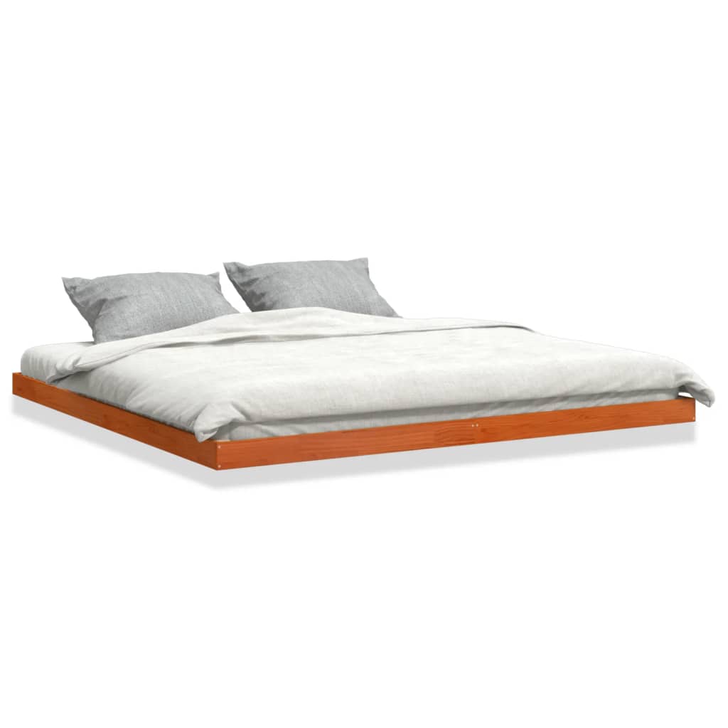 sengeramme 200x200 cm massivt fyrretræ gyldenbrun