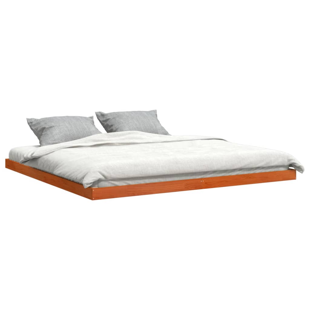 sengeramme 200x200 cm massivt fyrretræ gyldenbrun
