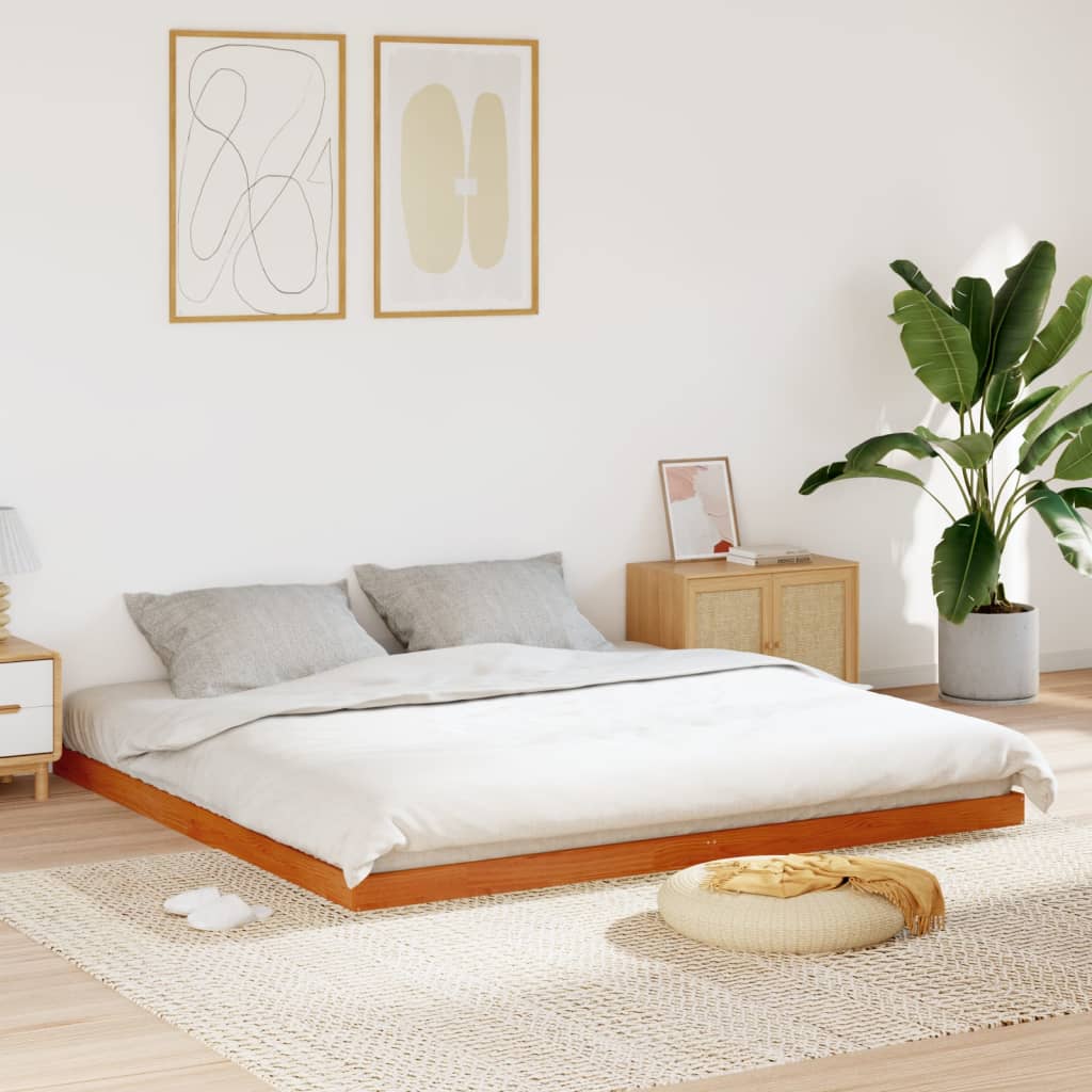 sengeramme 180x200 cm massivt fyrretræ gyldenbrun