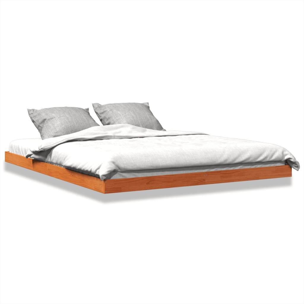 sengeramme 150x200 cm massivt fyrretræ gyldenbrun