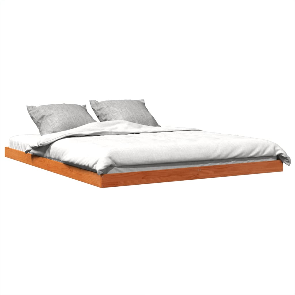 sengeramme 150x200 cm massivt fyrretræ gyldenbrun