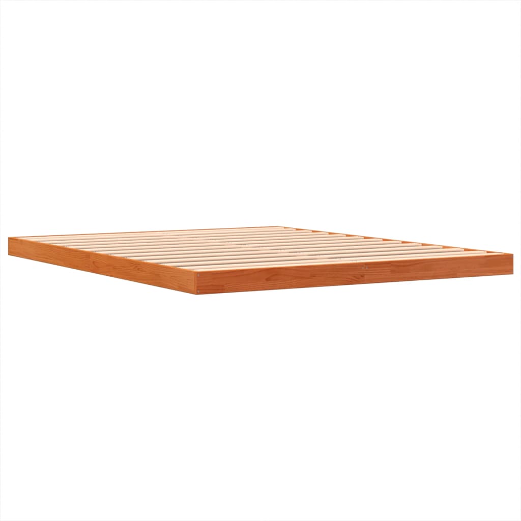 sengeramme 150x200 cm massivt fyrretræ gyldenbrun