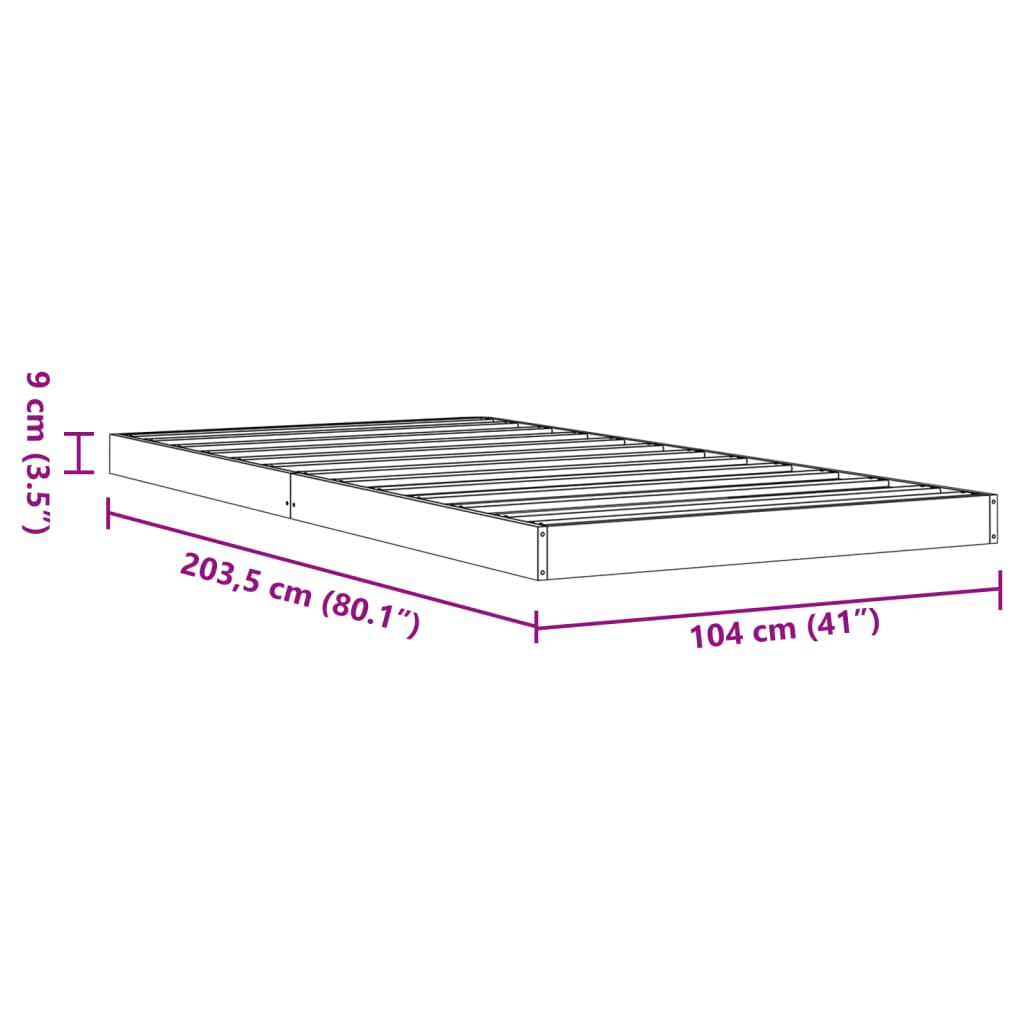 sengeramme 100x200 cm massivt fyrretræ gyldenbrun