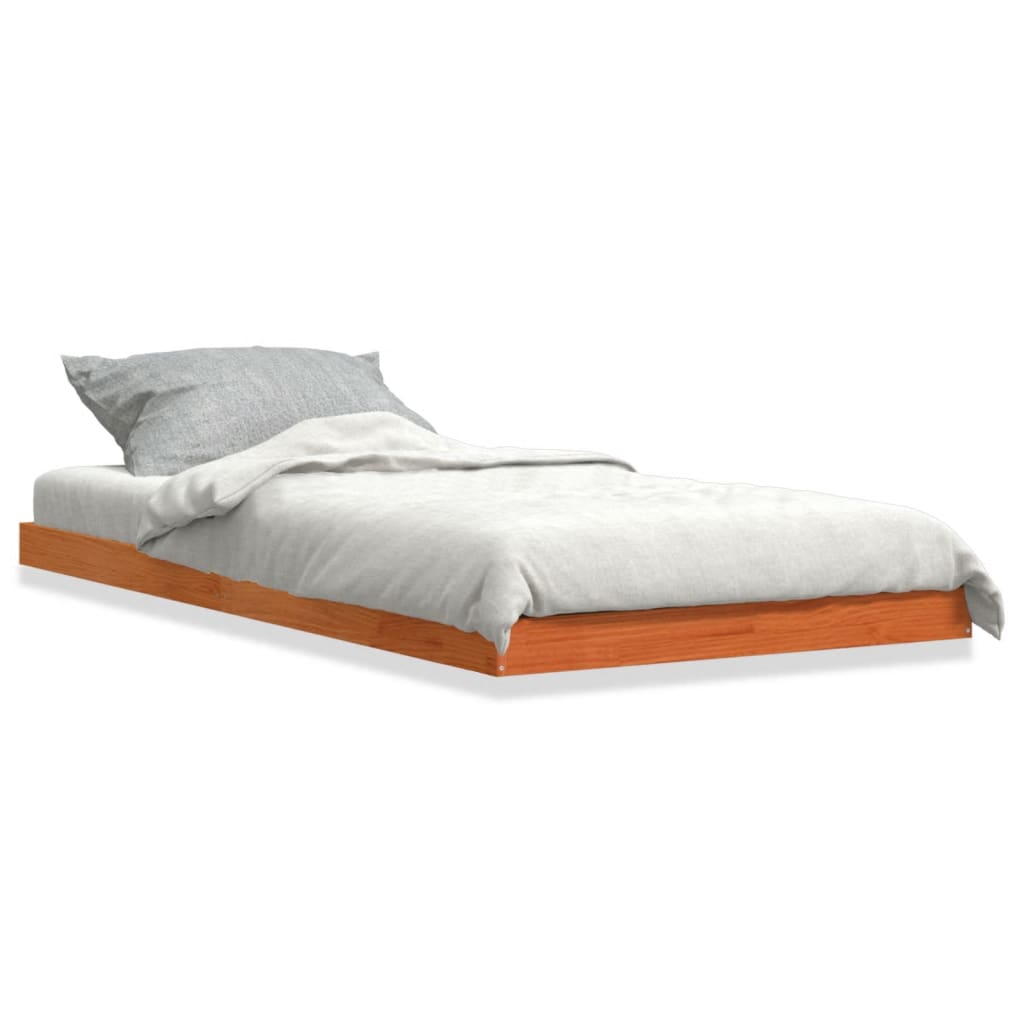 sengeramme 90x200 cm massivt fyrretræ gyldenbrun