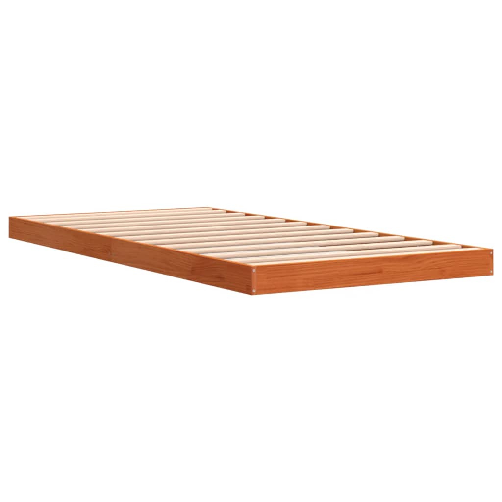 sengeramme 90x200 cm massivt fyrretræ gyldenbrun