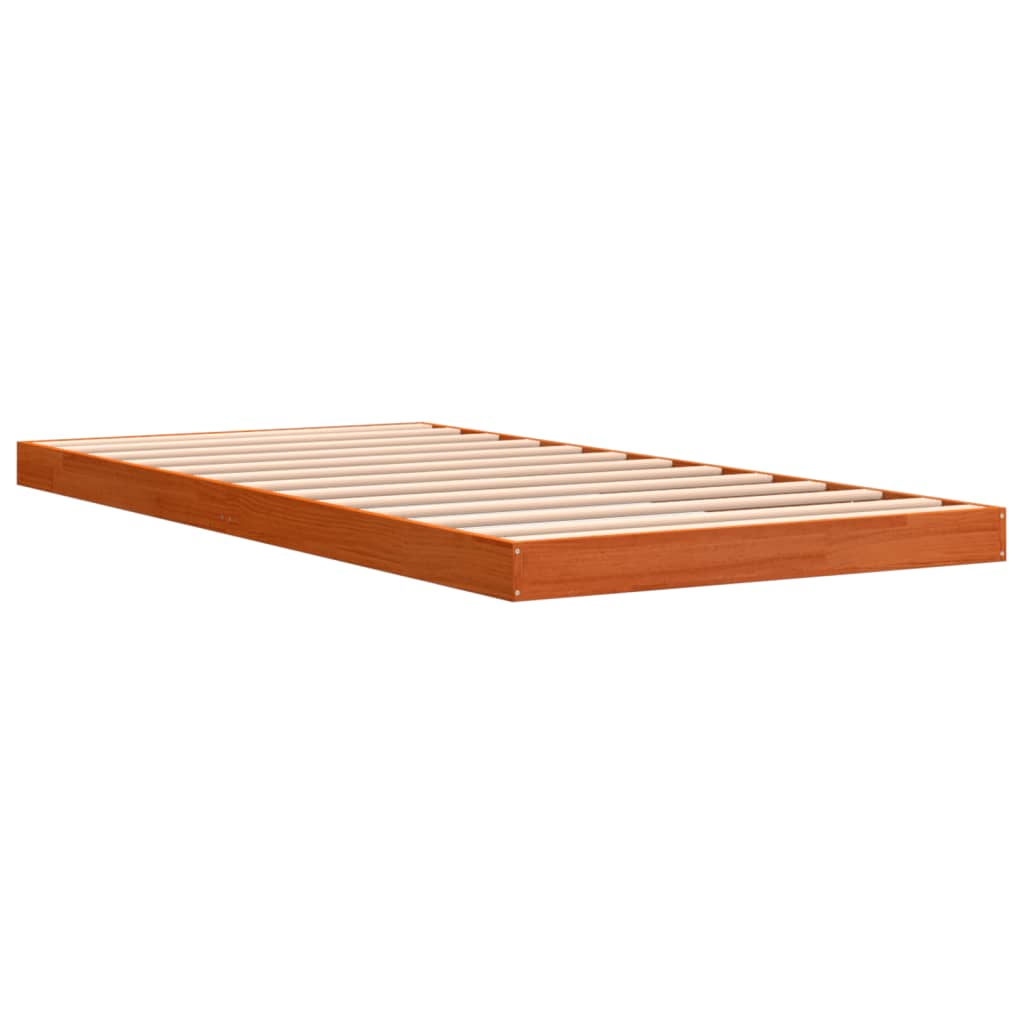 sengeramme 90x200 cm massivt fyrretræ gyldenbrun