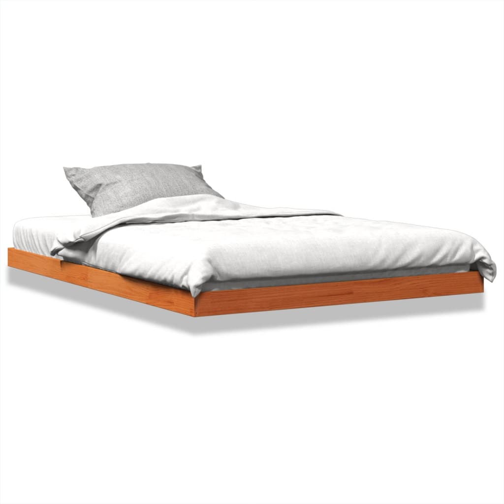 sengeramme 135x190 cm massivt fyrretræ brun