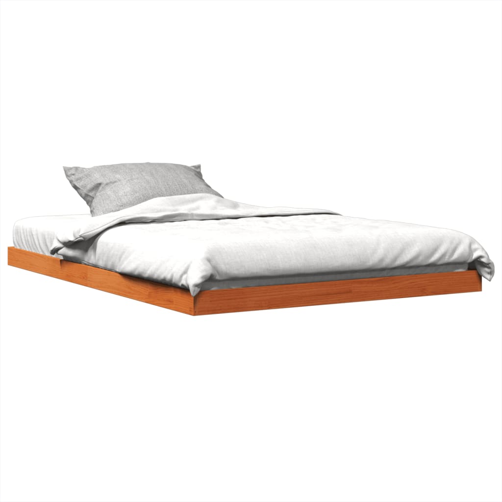 sengeramme 135x190 cm massivt fyrretræ brun