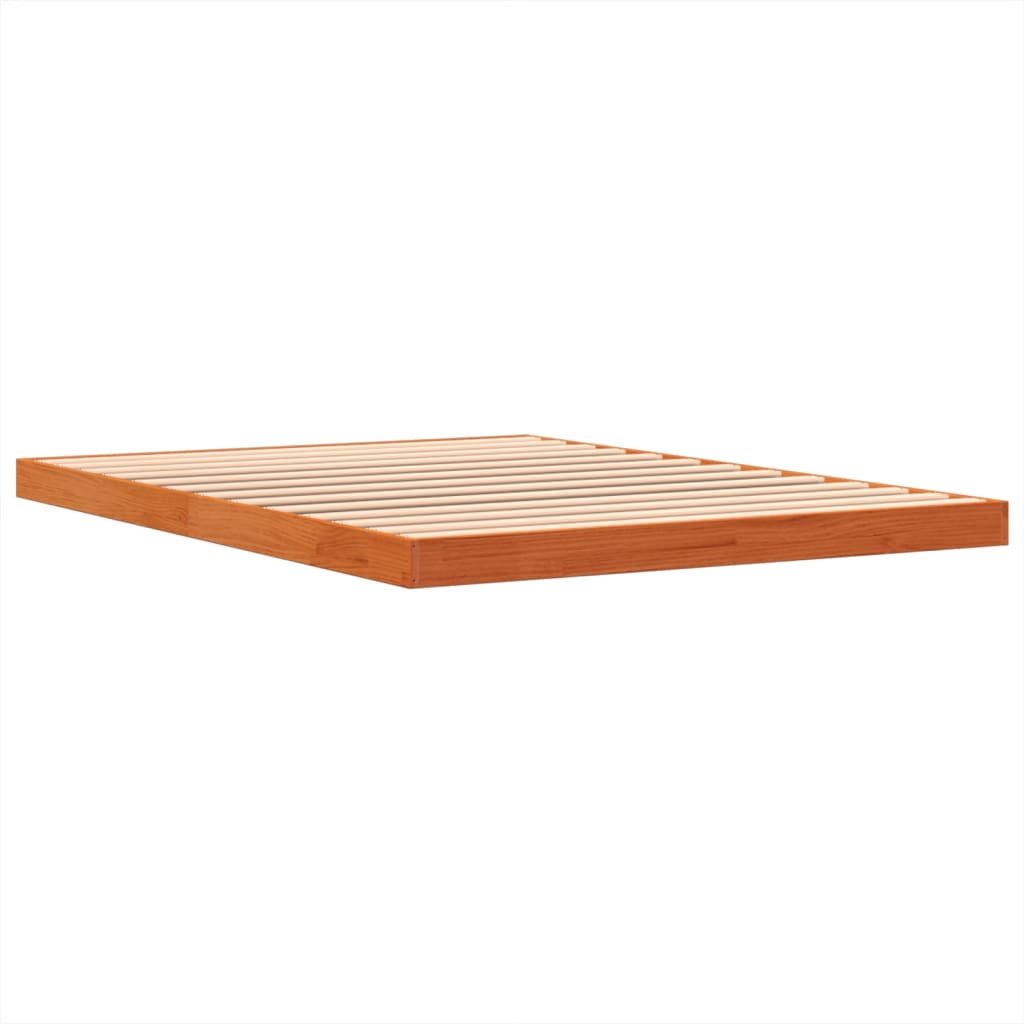 sengeramme 135x190 cm massivt fyrretræ brun