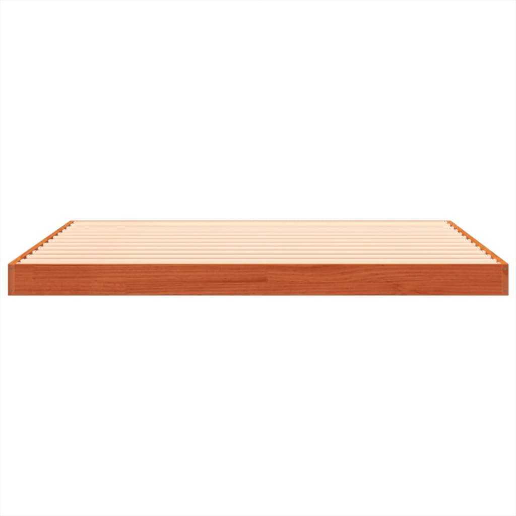 sengeramme 135x190 cm massivt fyrretræ brun