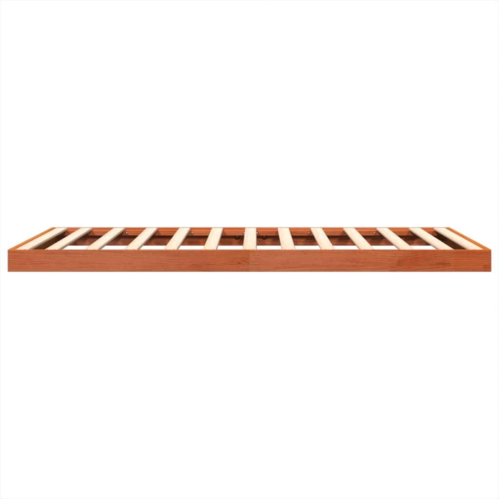 sengeramme 135x190 cm massivt fyrretræ brun