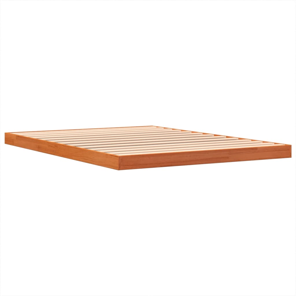 sengeramme 135x190 cm massivt fyrretræ brun