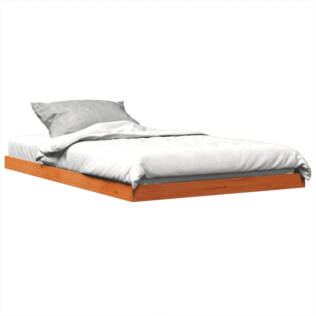 sengeramme 120x190 cm massivt fyrretræ gyldenbrun
