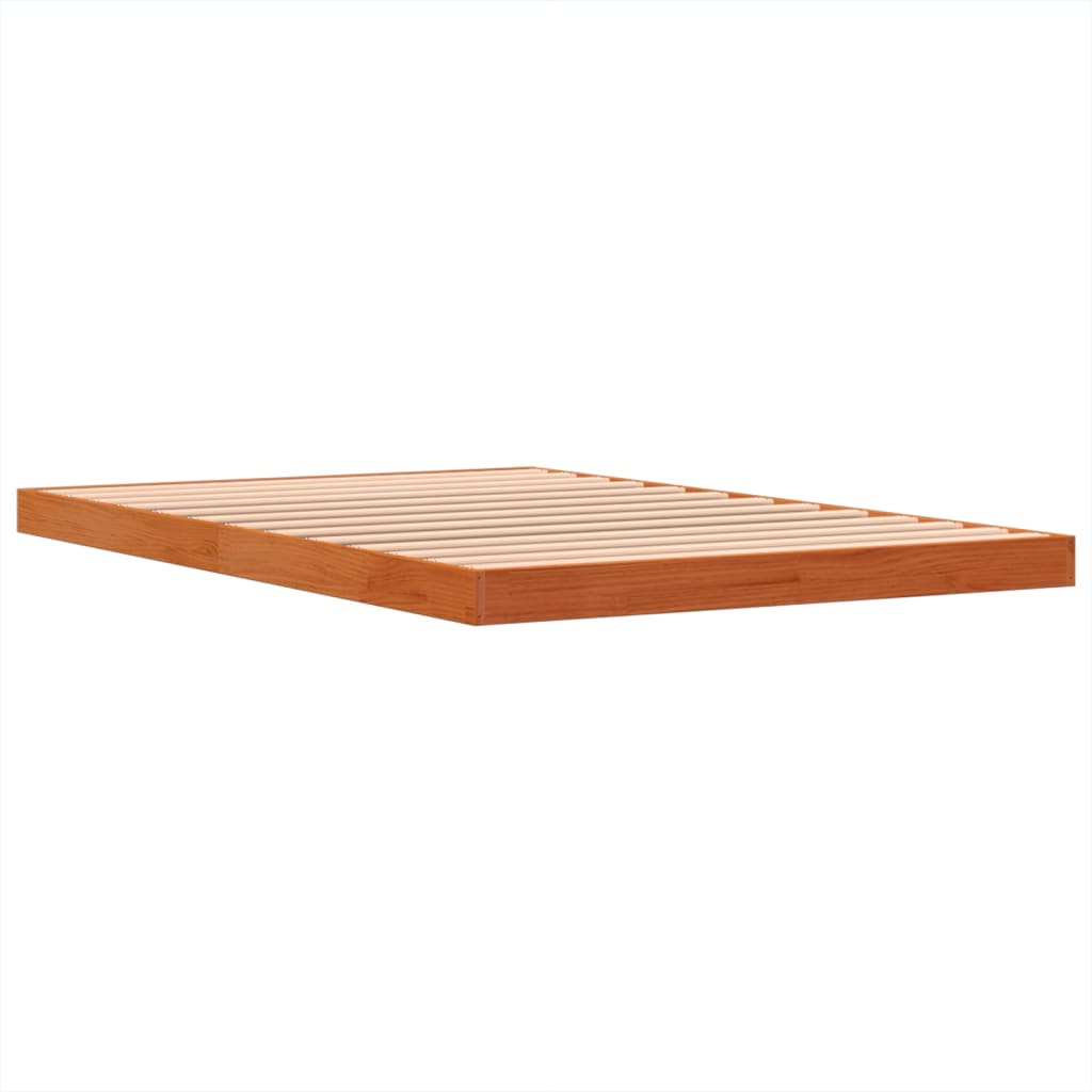 sengeramme 120x190 cm massivt fyrretræ gyldenbrun