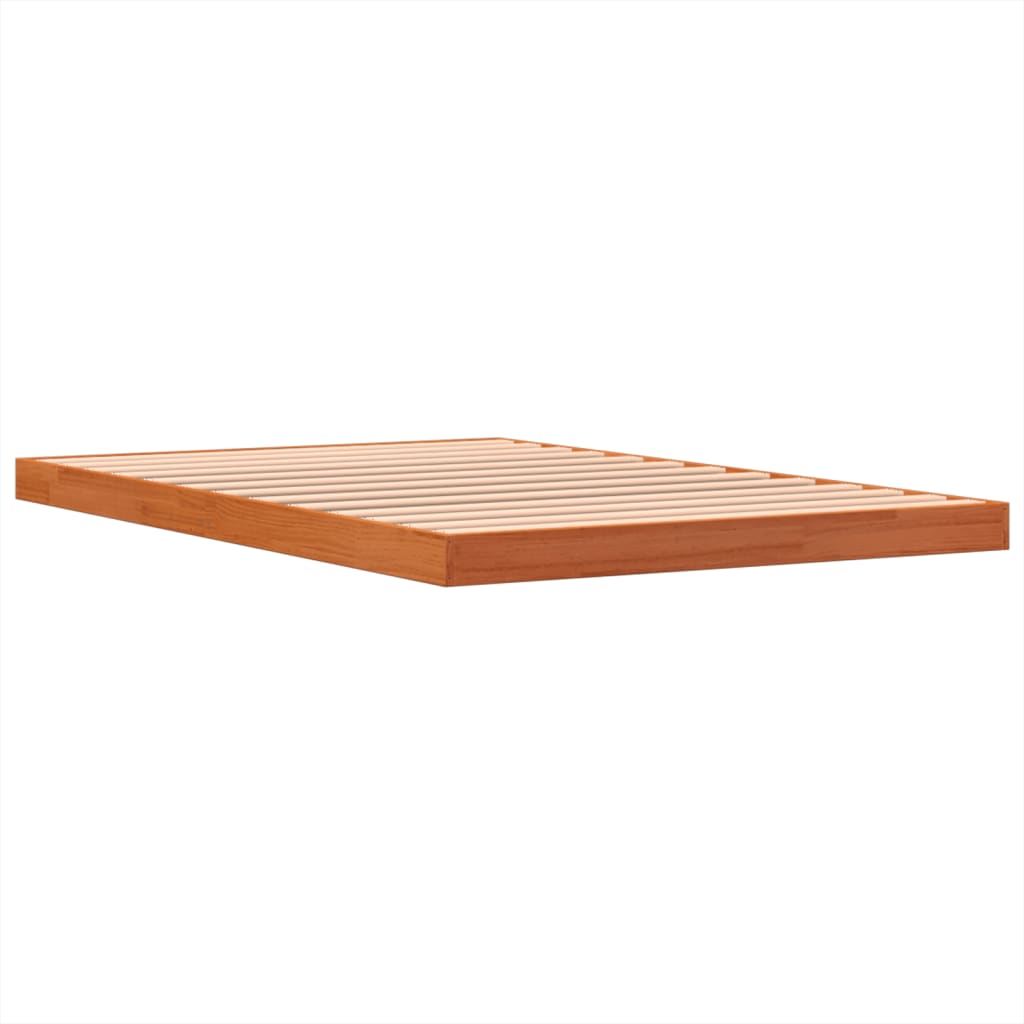 sengeramme 120x190 cm massivt fyrretræ gyldenbrun