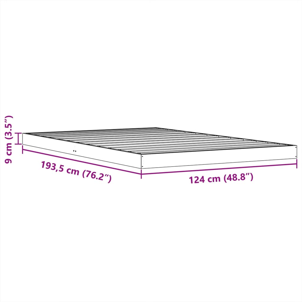 sengeramme 120x190 cm massivt fyrretræ gyldenbrun