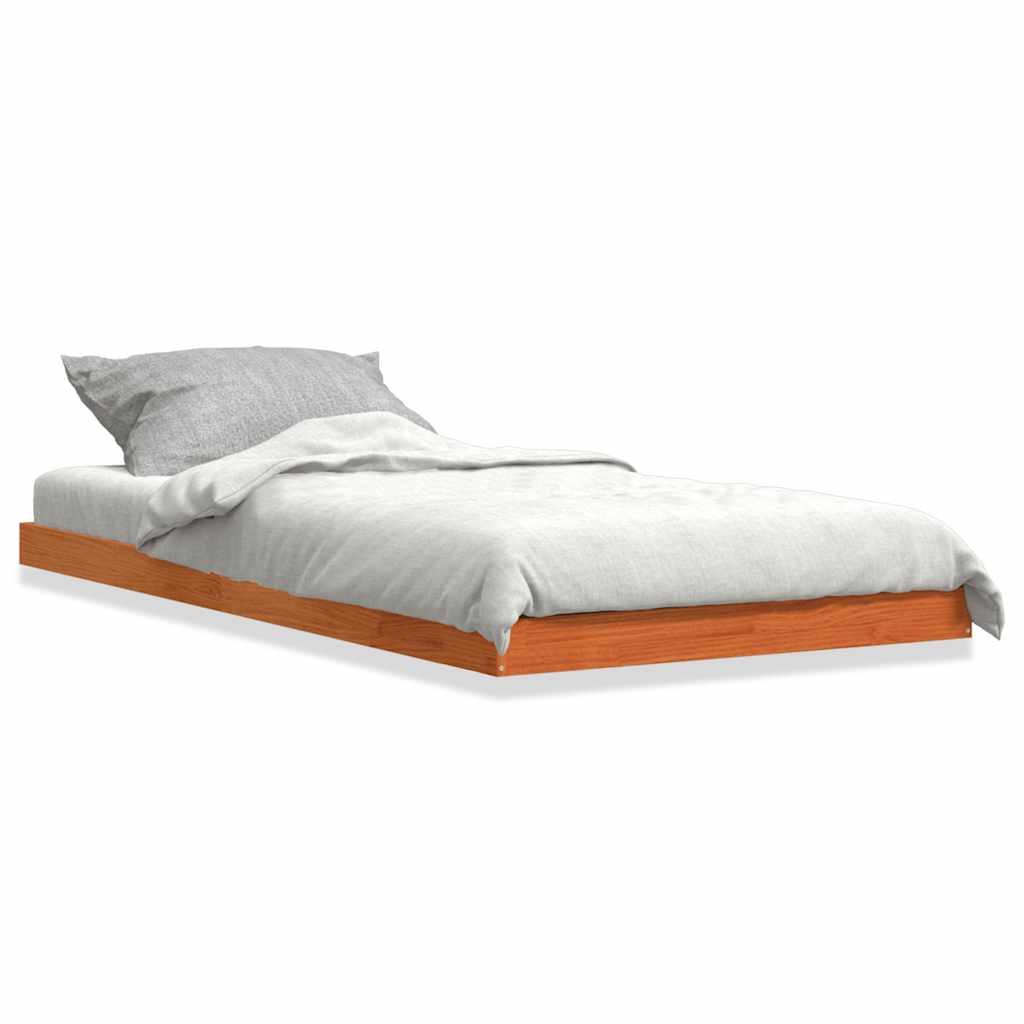 sengeramme 75x190 cm massivt fyrretræ gyldenbrun