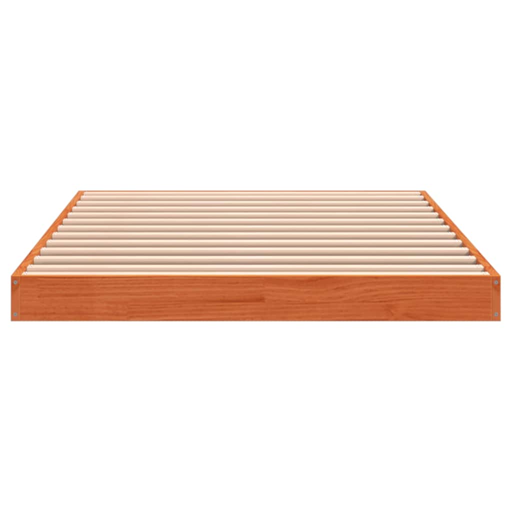 sengeramme 75x190 cm massivt fyrretræ gyldenbrun