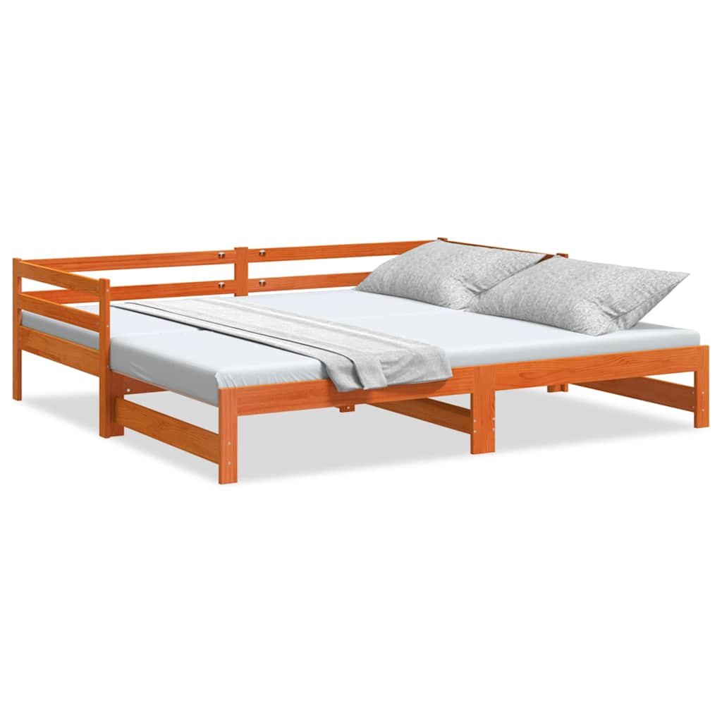 daybed med udtræk 90x200 cm massivt fyrretræ gyldenbrun