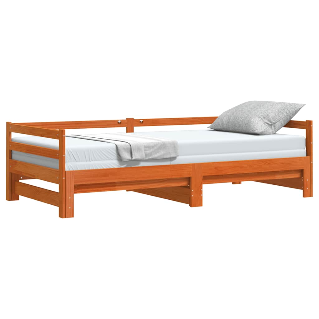 daybed med udtræk 90x200 cm massivt fyrretræ gyldenbrun