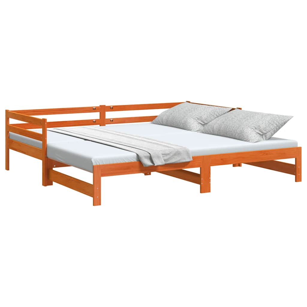 daybed med udtræk 90x200 cm massivt fyrretræ gyldenbrun