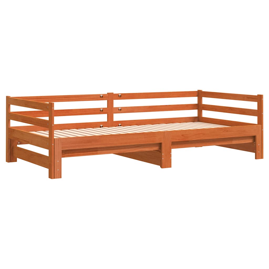 daybed med udtræk 90x200 cm massivt fyrretræ gyldenbrun