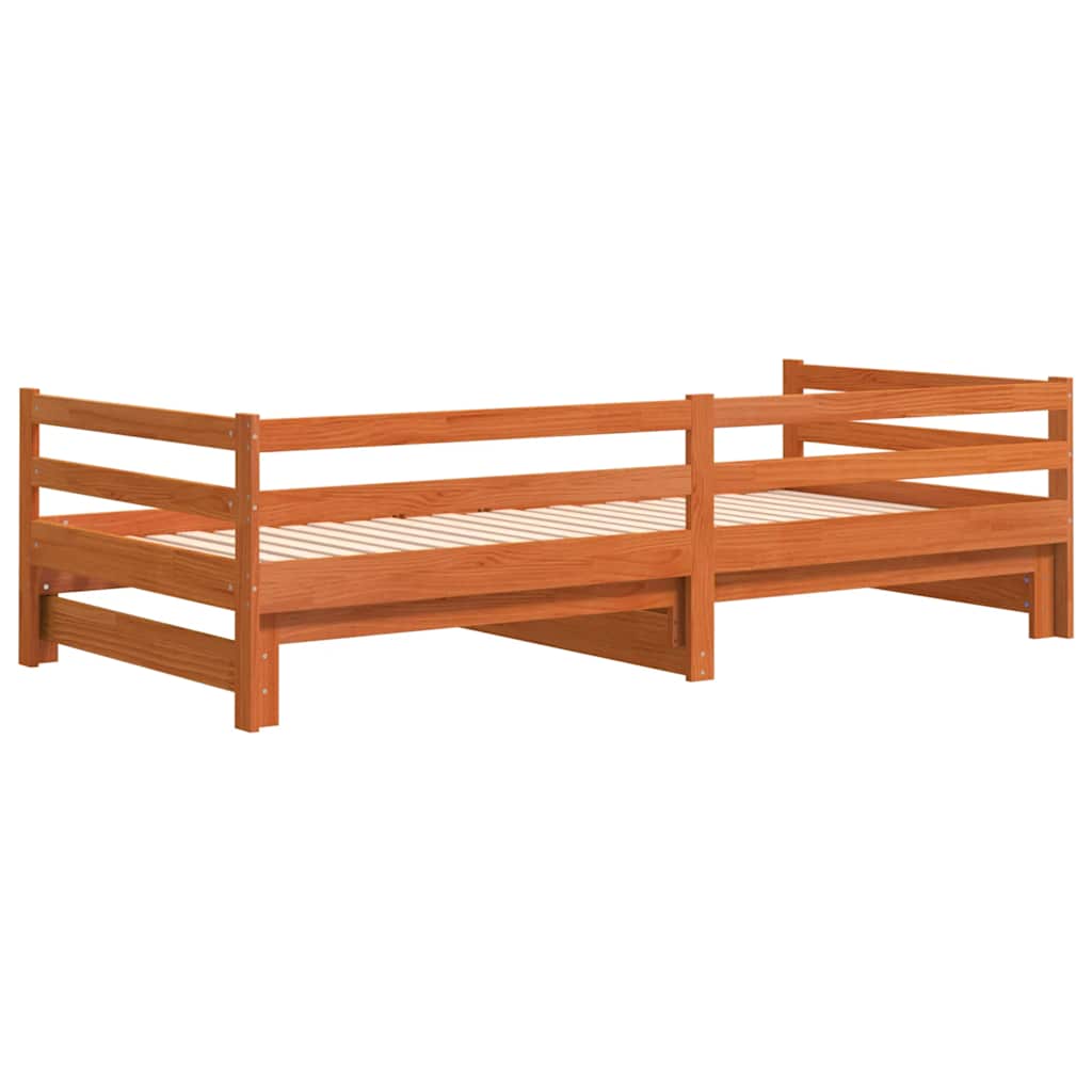 daybed med udtræk 90x200 cm massivt fyrretræ gyldenbrun