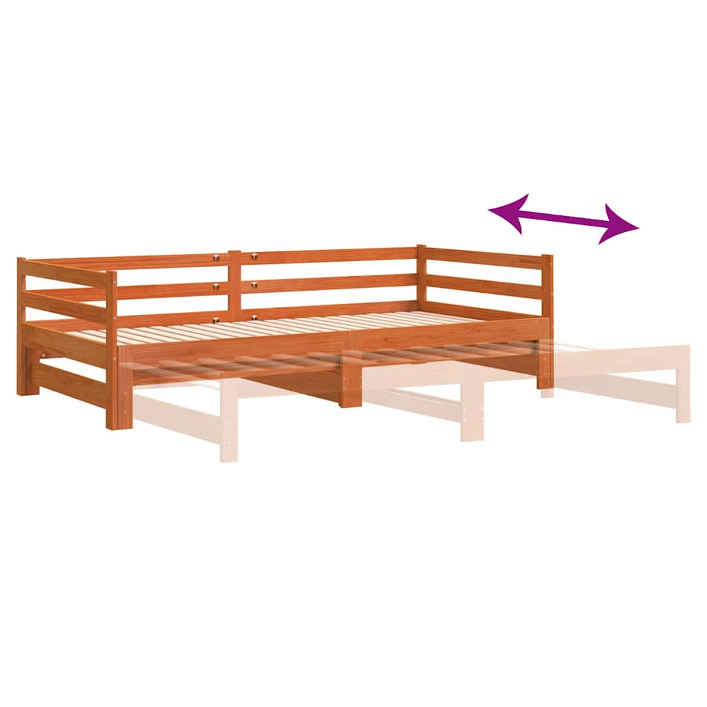 daybed med udtræk 90x200 cm massivt fyrretræ gyldenbrun