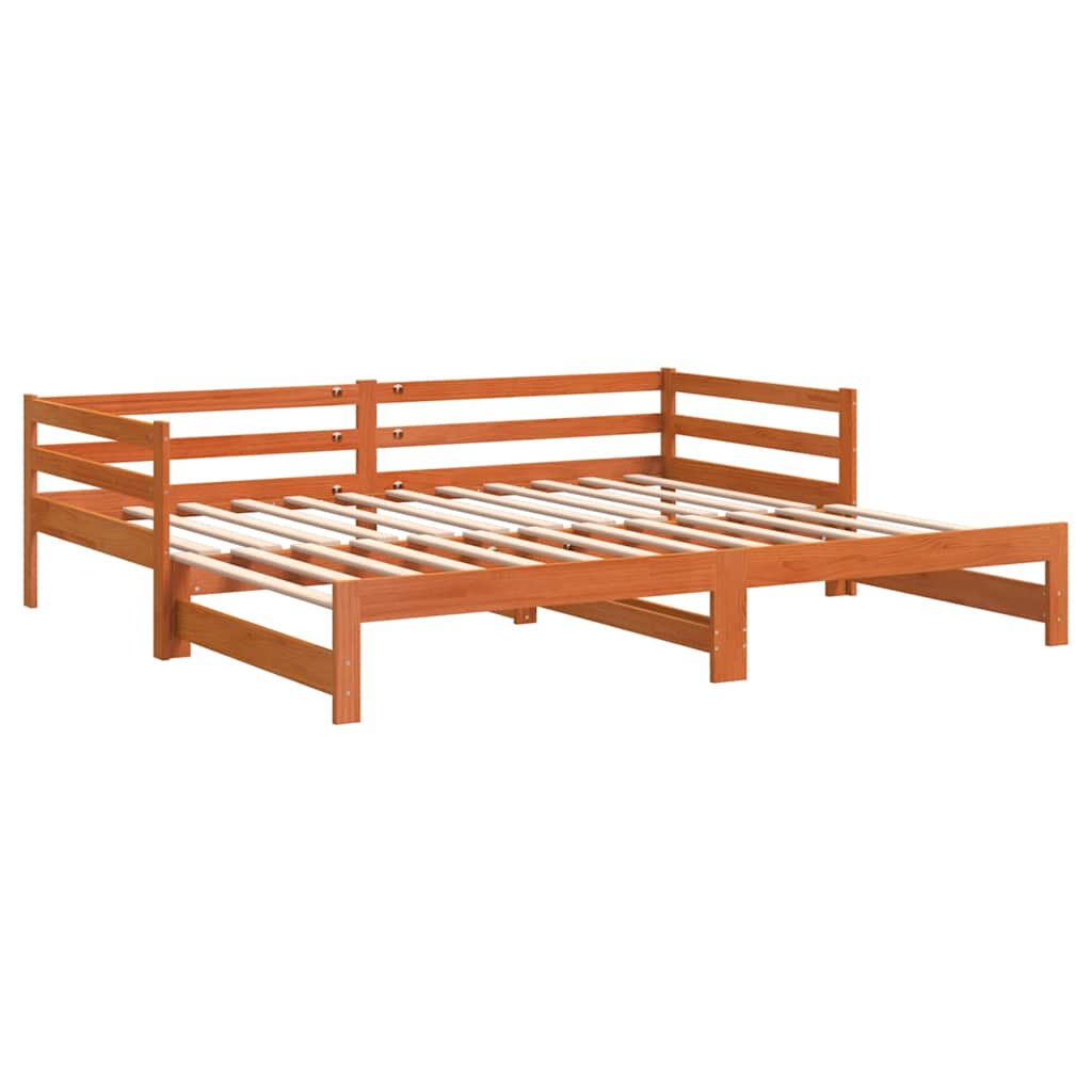 daybed m. udtræk uden madrasser 90x190cm massivt træ gyldenbrun