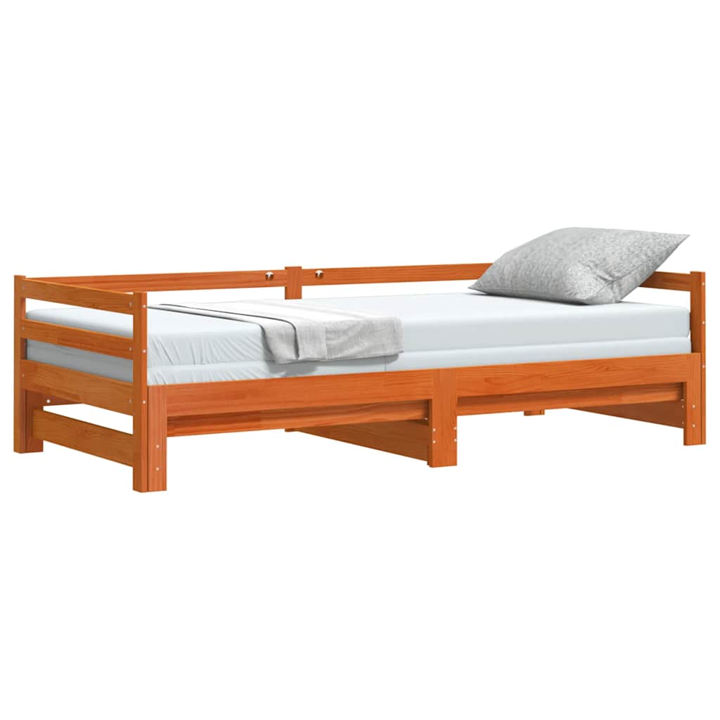 daybed m. udtræk uden madrasser 90x190cm massivt træ gyldenbrun