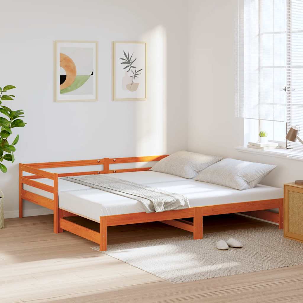 daybed m. udtræk uden madrasser 90x190cm massivt træ gyldenbrun