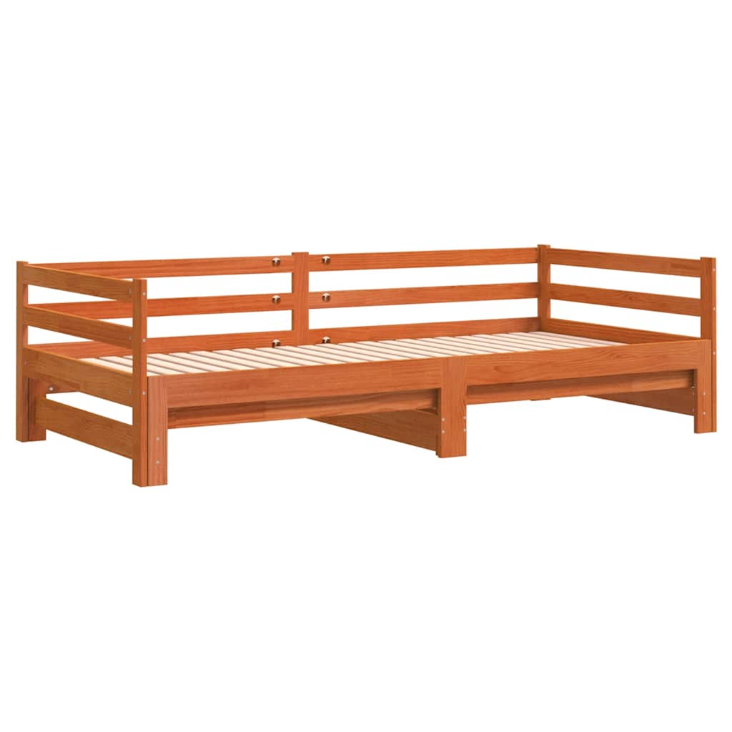 daybed med udtræk 80x200 cm massivt fyrretræ gyldenbrun