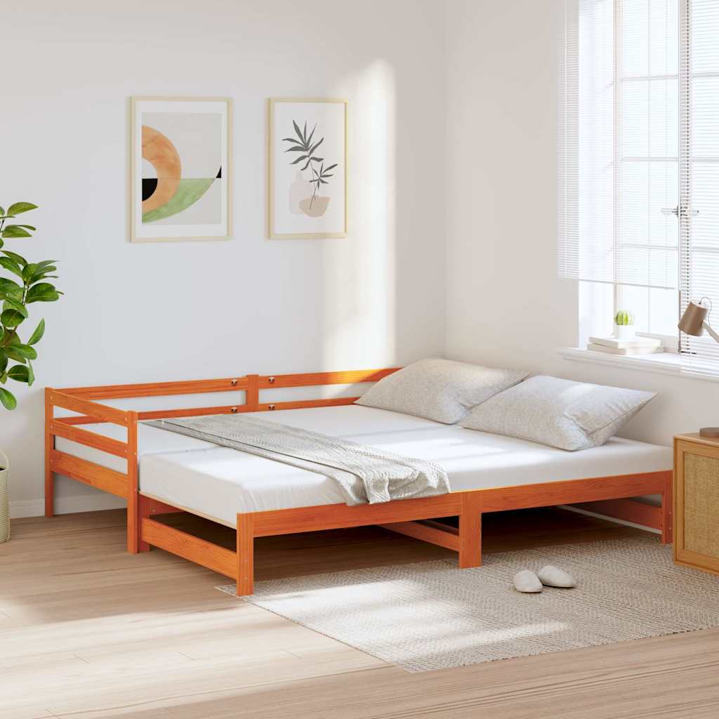 daybed med udtræk 80x200 cm massivt fyrretræ gyldenbrun