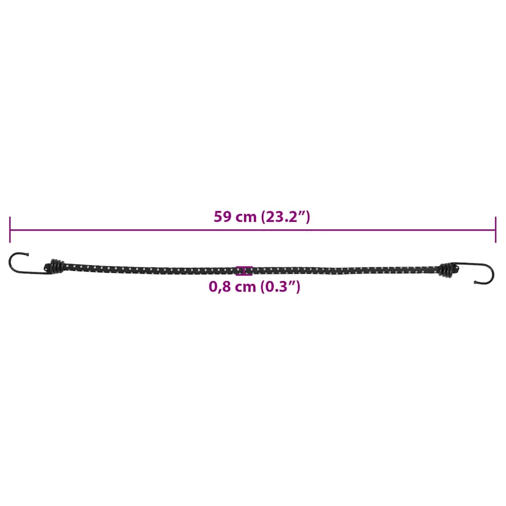 elastiksnore 50 stk. med refleksstriber og kroge 59 cm