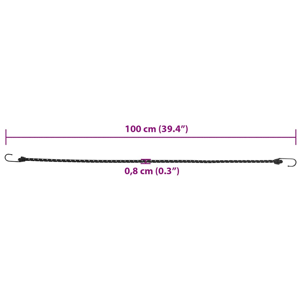 elastiksnore 25 stk. med refleksstriber og kroge 100 cm