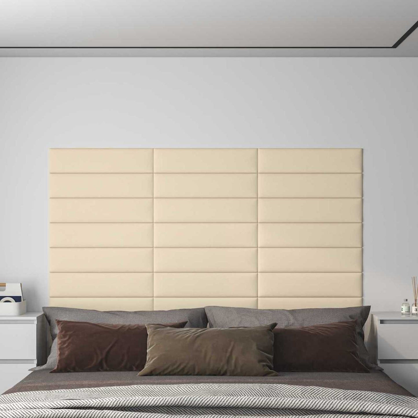 Væghovedgærde 12 stk. 60 x 15 cm Creme Stof