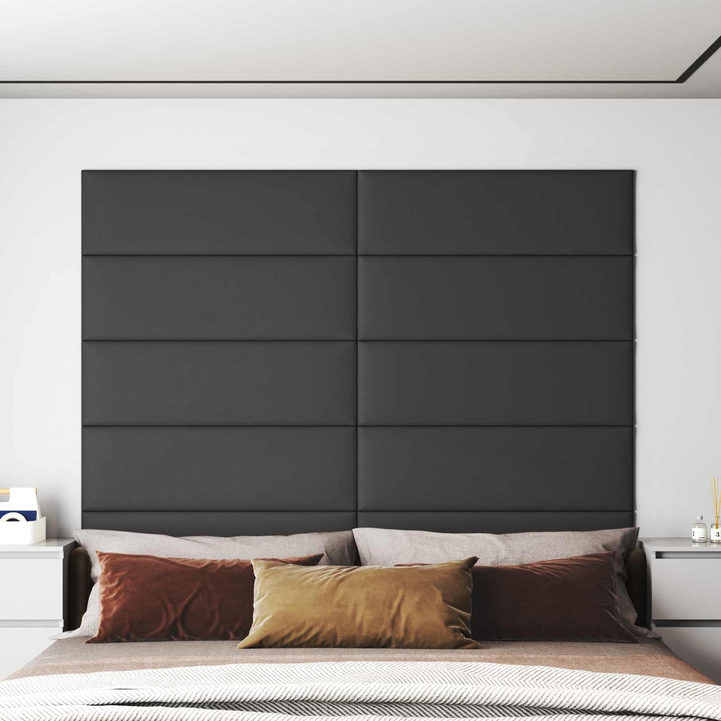 Væghovedgærde 12 stk. 90 x 30 cm Grå Stof
