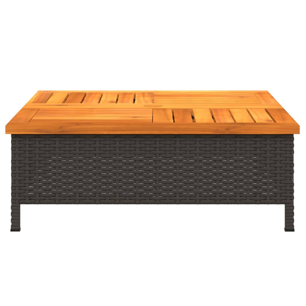 havebord 70x70x25 cm rattan og massivt akacietræ sort
