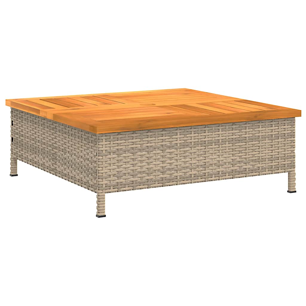 havebord 70x70x25 cm rattan og massivt akacietræ beige