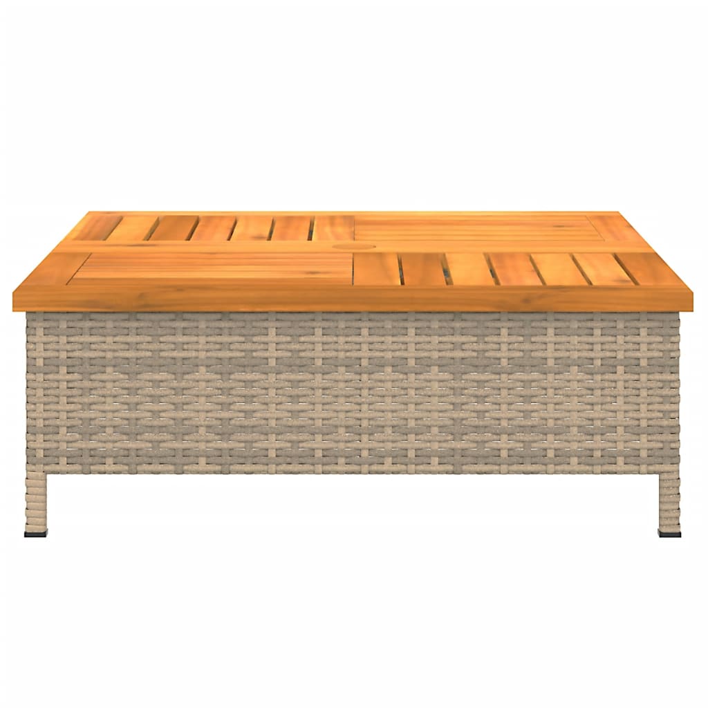 havebord 70x70x25 cm rattan og massivt akacietræ beige