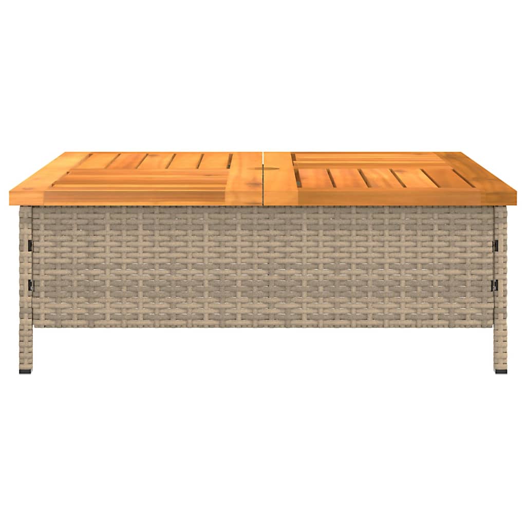 havebord 70x70x25 cm rattan og massivt akacietræ beige
