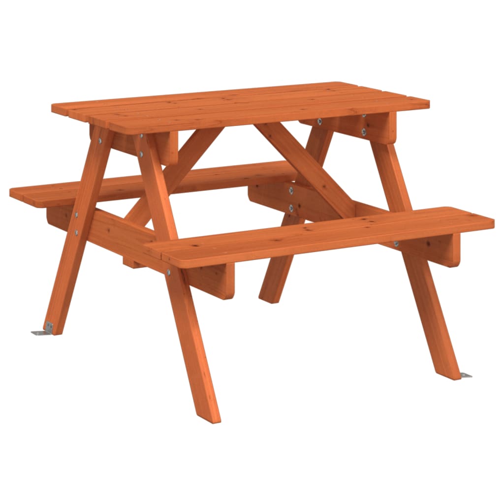 picnicbord til 4 børn m. parasol massivt grantræ