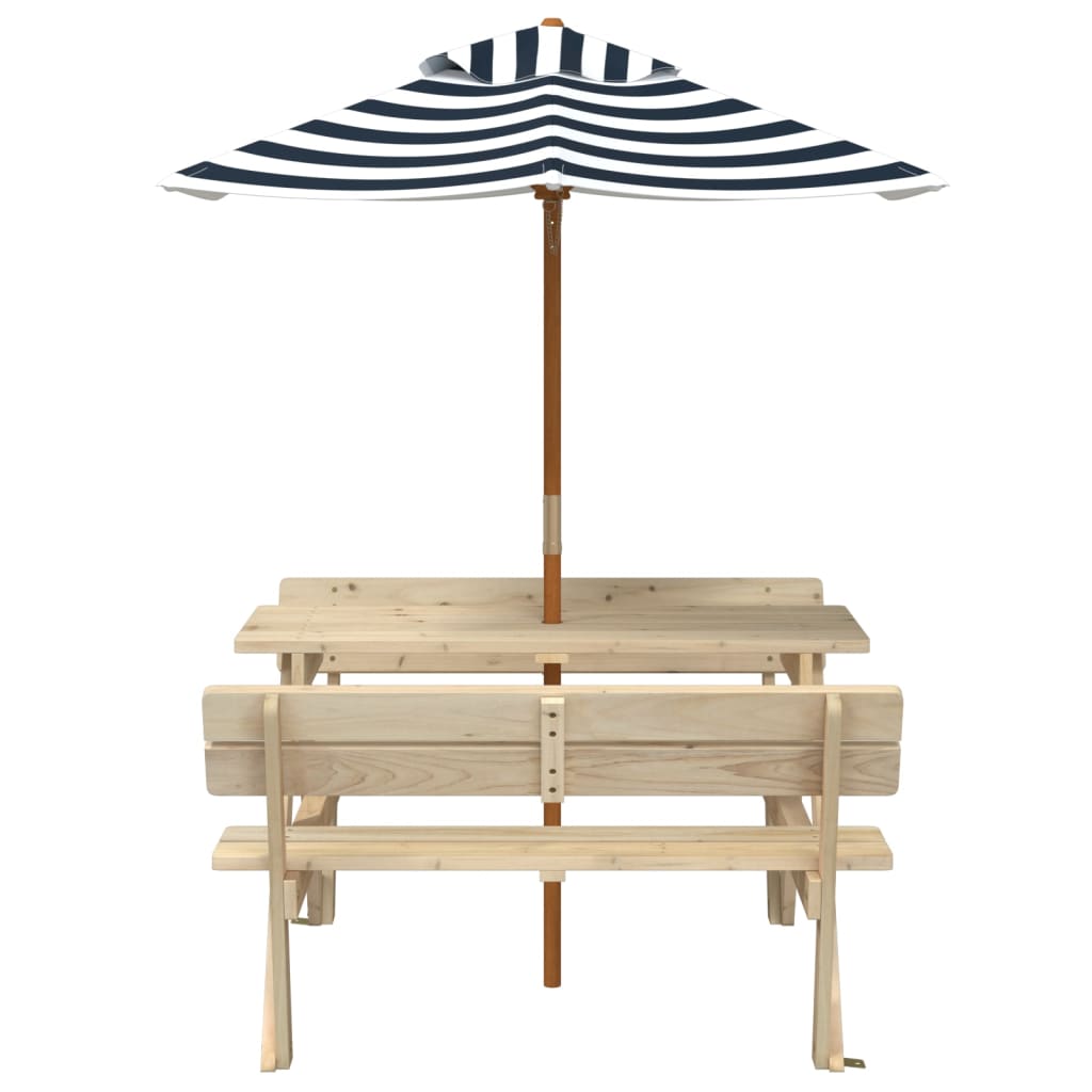 picnicbord til 4 børn m. parasol massivt grantræ