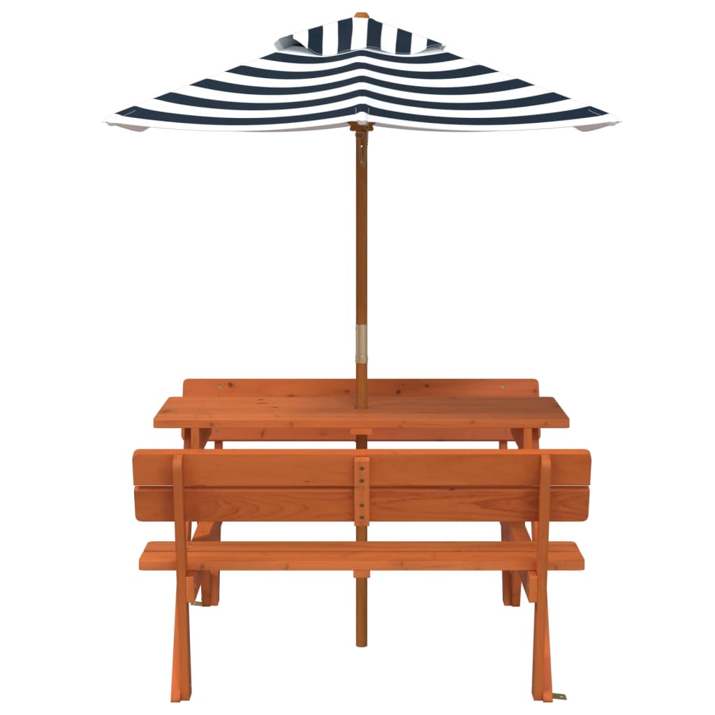 picnicbord til 4 børn m. parasol massivt grantræ