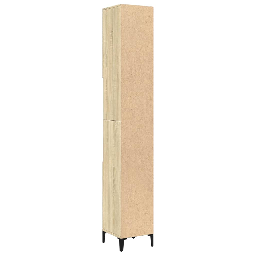 badeværelsesskab 30x30x190 cm konstrueret træ sonoma-eg