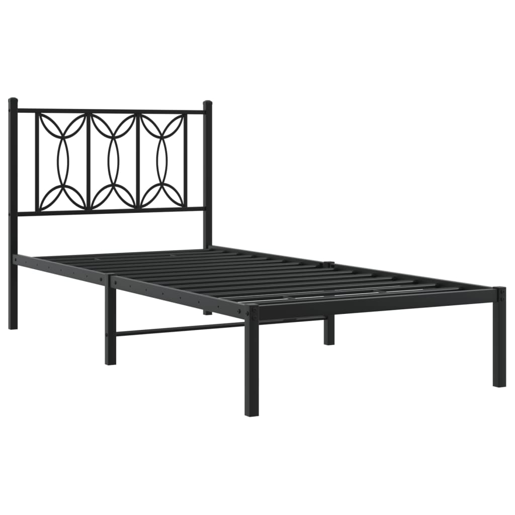 sengeramme med sengegavl 80x200 cm metal sort