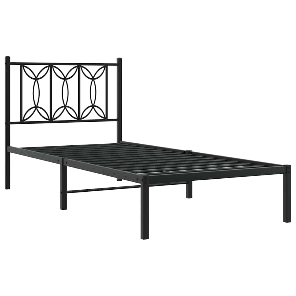sengeramme med sengegavl 90x190 cm metal sort