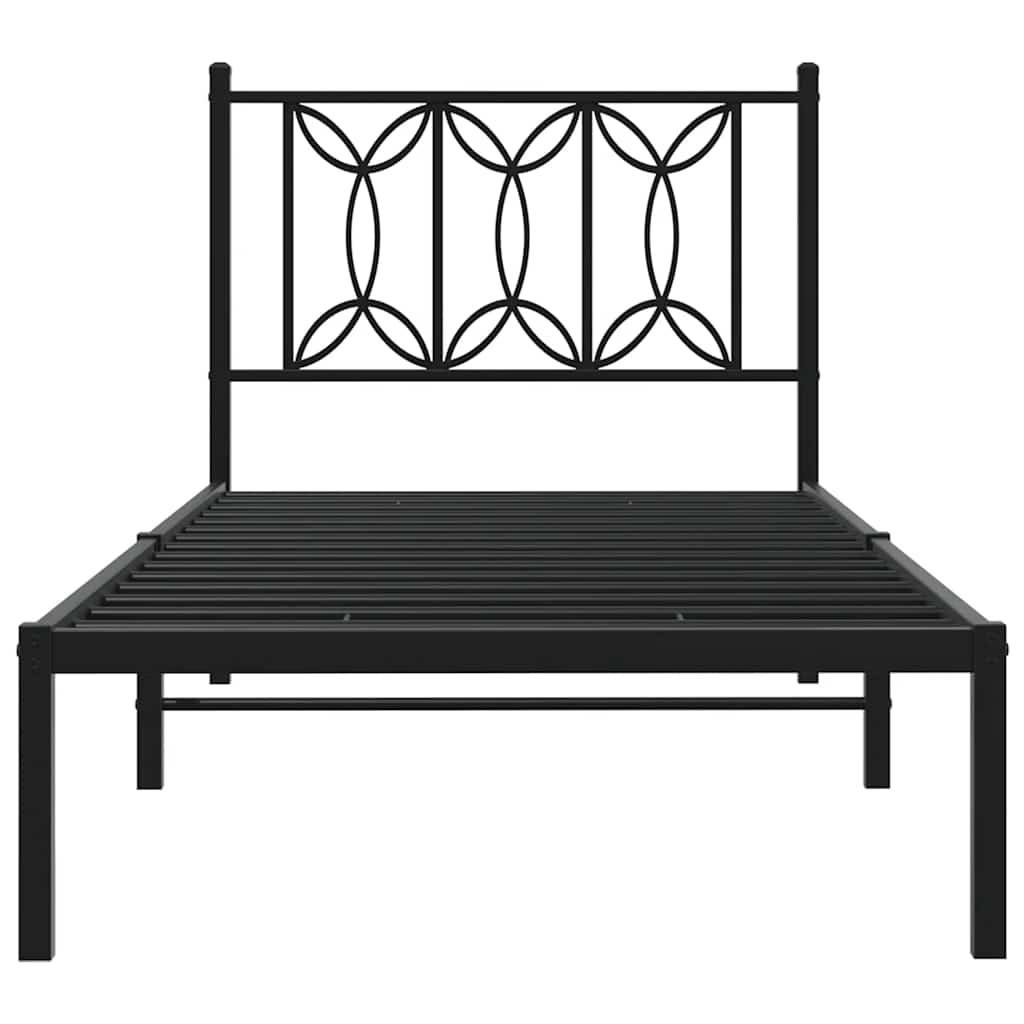 sengeramme med sengegavl 90x190 cm metal sort