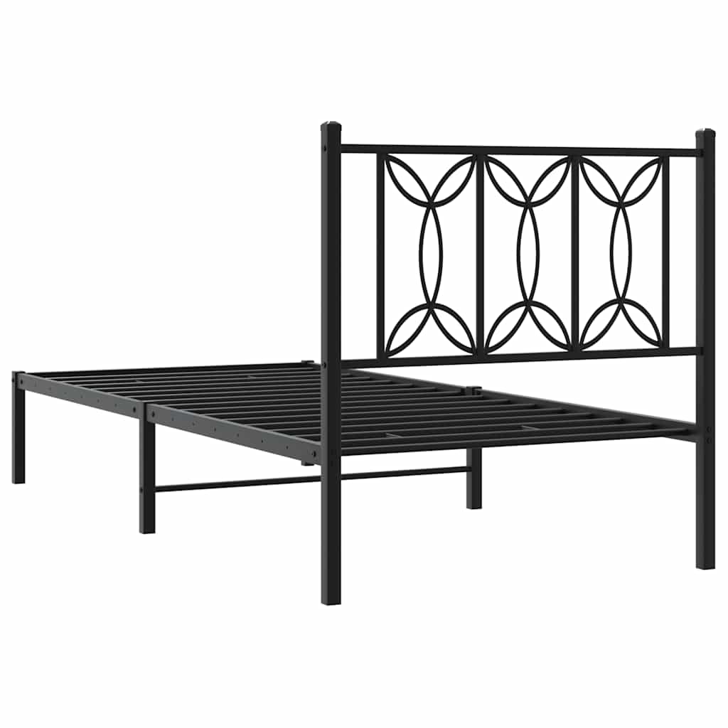 sengeramme med sengegavl 90x190 cm metal sort