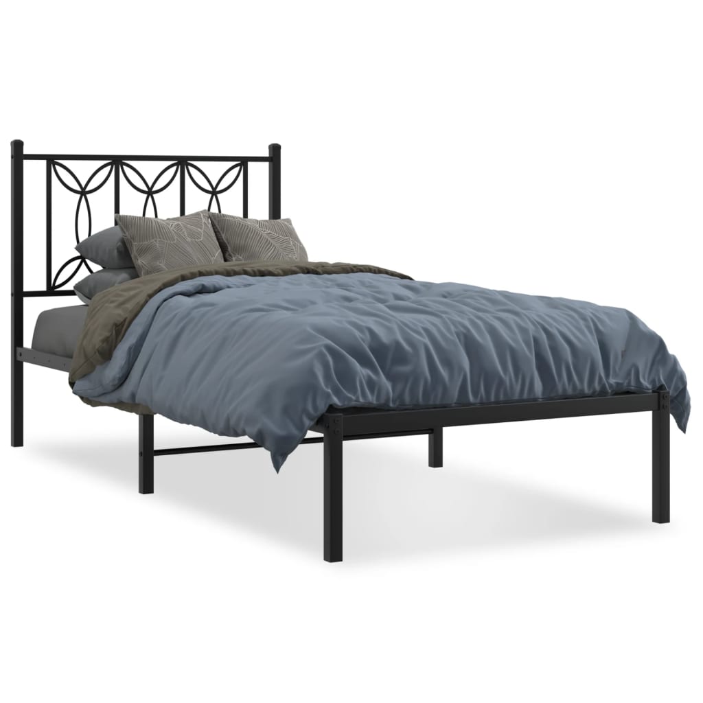 sengeramme med sengegavl 90x200 cm metal sort
